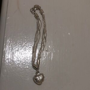 Elegant Silver Heart Charm Bracelet